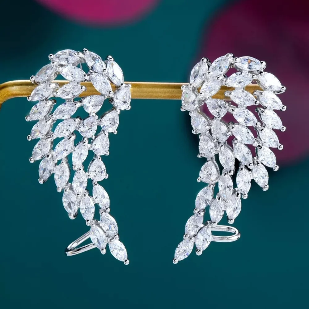 Gorgeous Open Wings Diamond Earrings - Picture 1 of 5